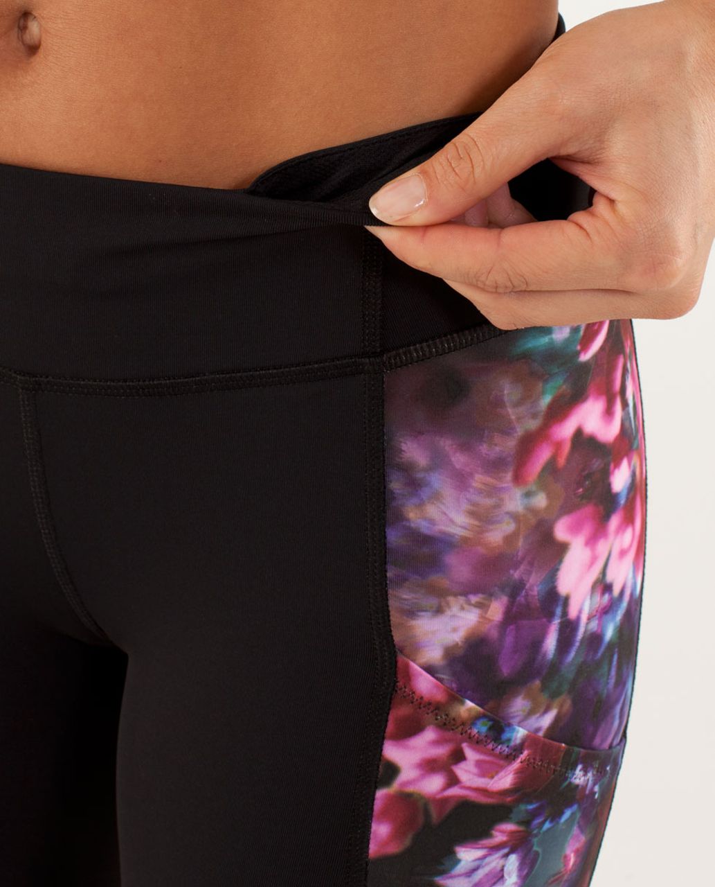 Lululemon Run:  Reflect Crop - Black / Spring Has Sprung Multi