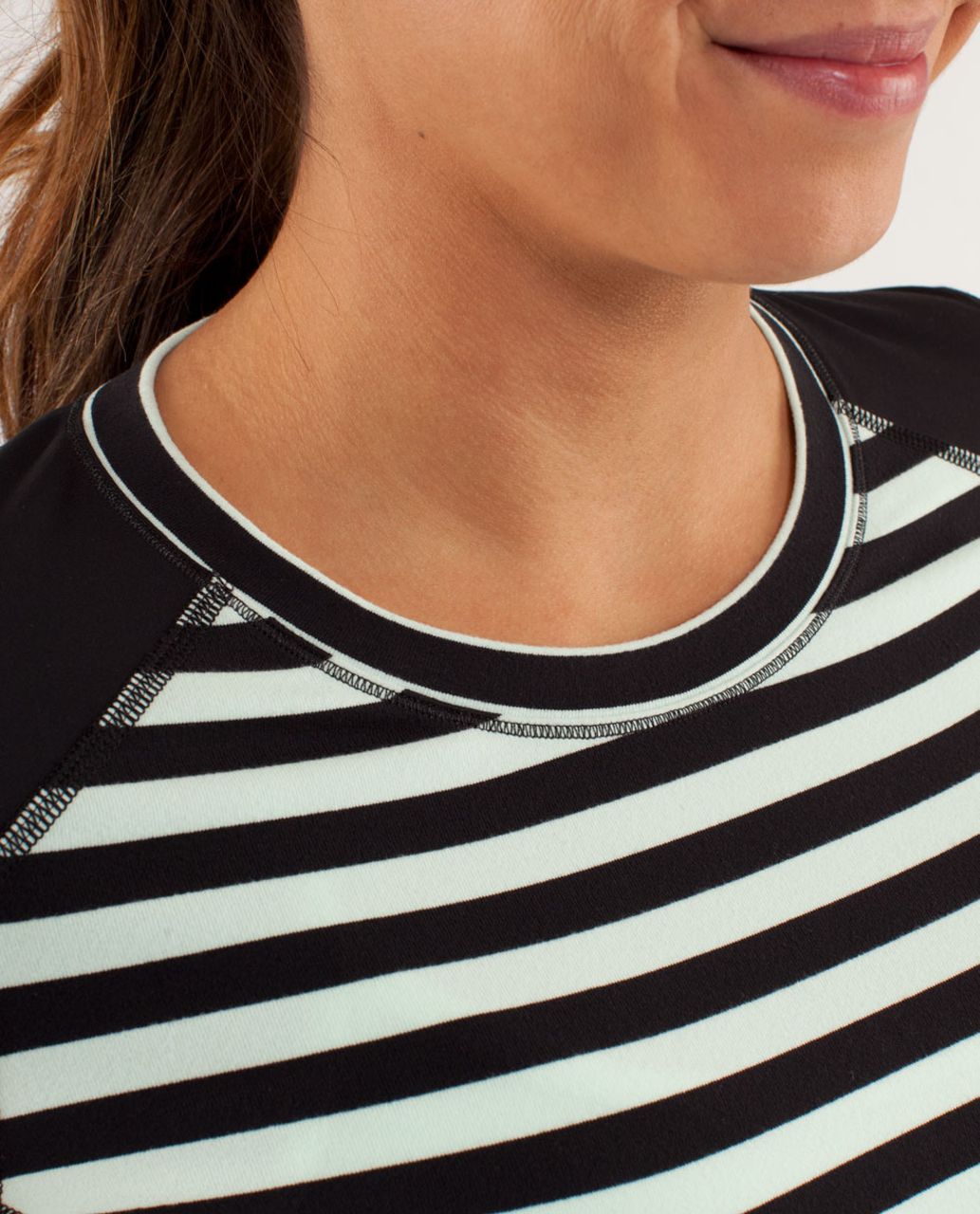 Lululemon Run:  Reflect Long Sleeve - Sea Stripe Mint Moment Black / Black