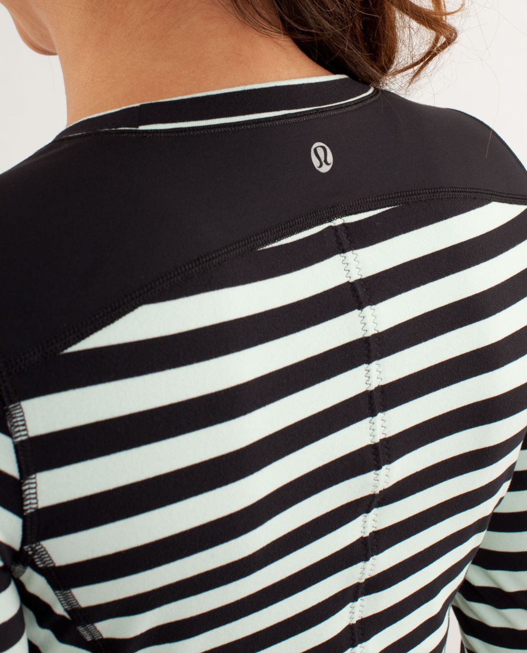 Lululemon Run:  Reflect Long Sleeve - Sea Stripe Mint Moment Black / Black