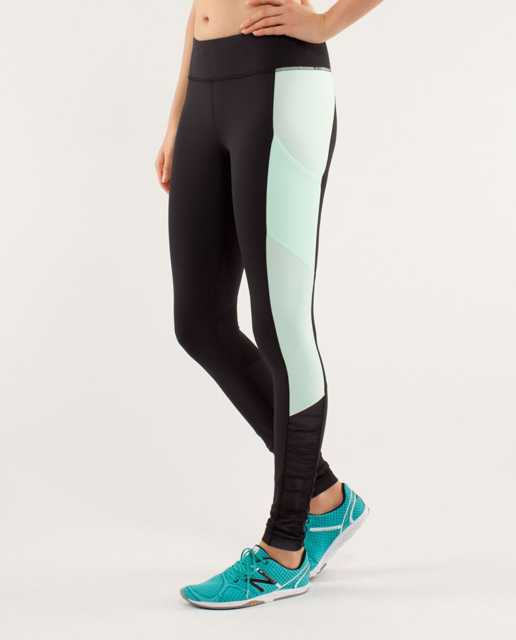 Lululemon Run:  Get Up And Glow Tight - Black / Mint Moment