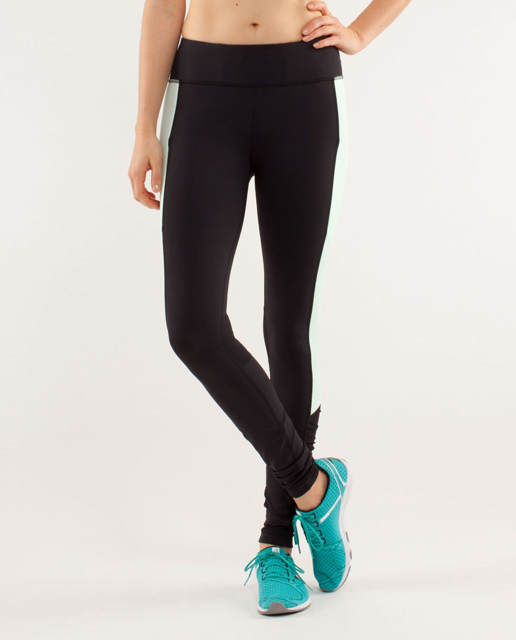 Lululemon Run:  Get Up And Glow Tight - Black / Mint Moment