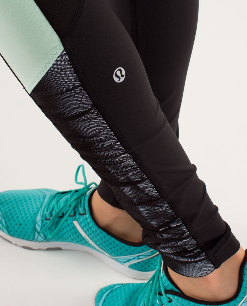 Lululemon Run:  Get Up And Glow Tight - Black / Mint Moment