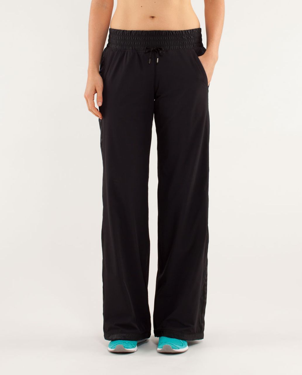 Lululemon On the Right Track Pant - Black / Light Ivory - lulu fanatics