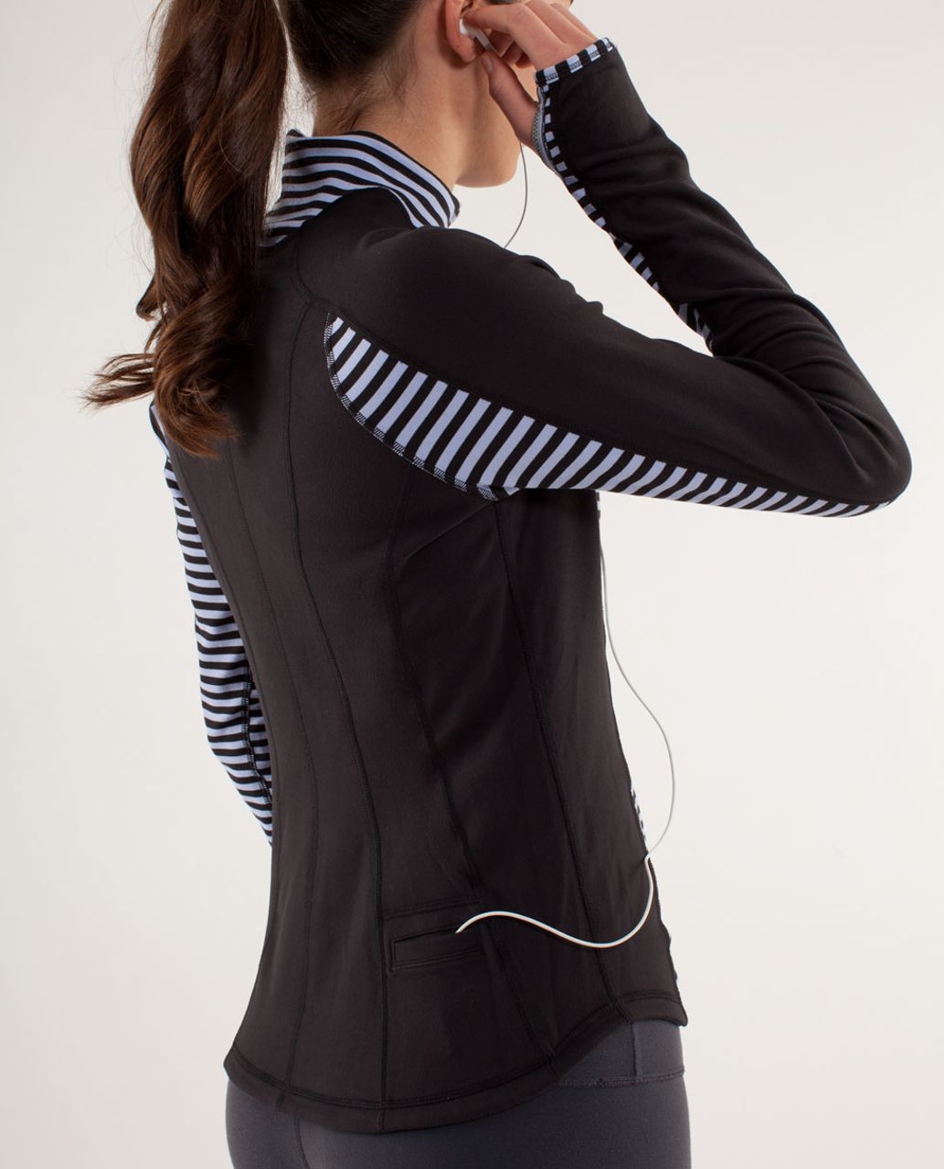 Lululemon Run:  U-Turn Pullover *Reversible - Classic Stripe Polar Haze Black / Black