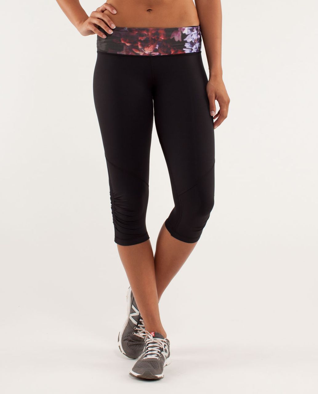 Lululemon Run:  For Your Life Crop - Black / Spring Has Sprung Multi