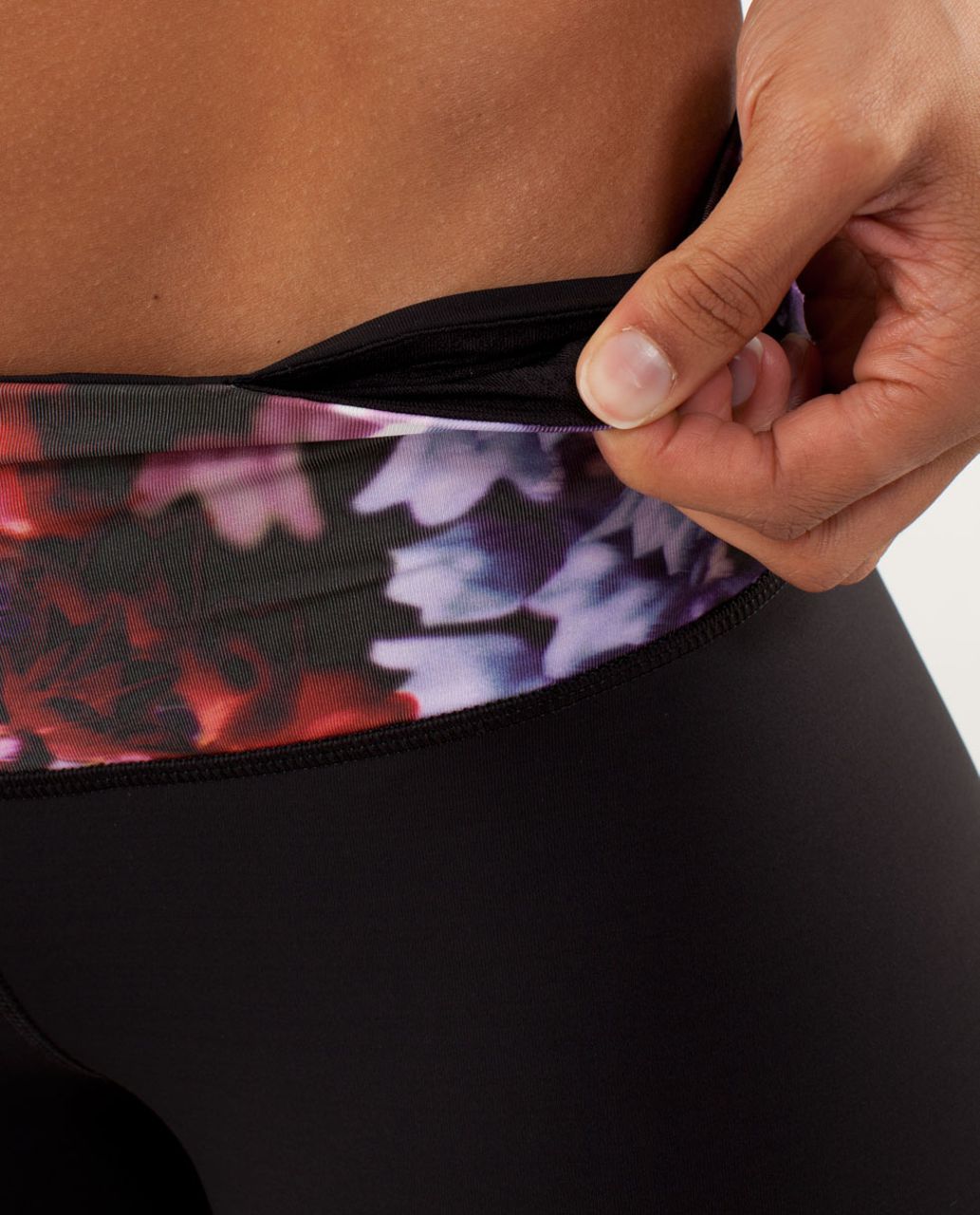 Lululemon Run:  For Your Life Crop - Black / Spring Has Sprung Multi