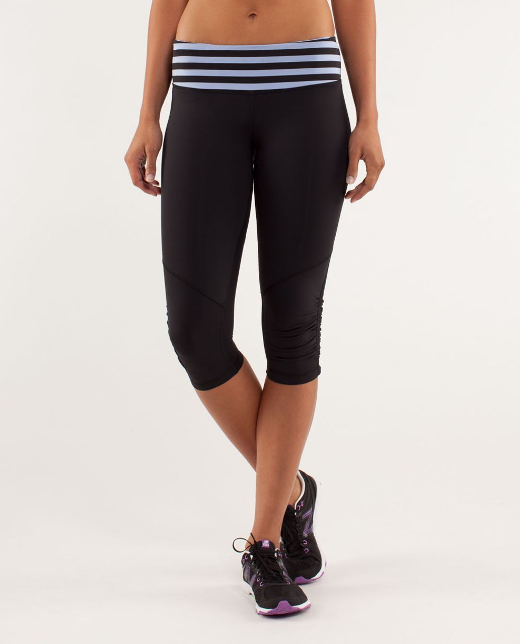 Lululemon Run:  For Your Life Crop - Black / Sea Stripe Printed Polar Haze Black