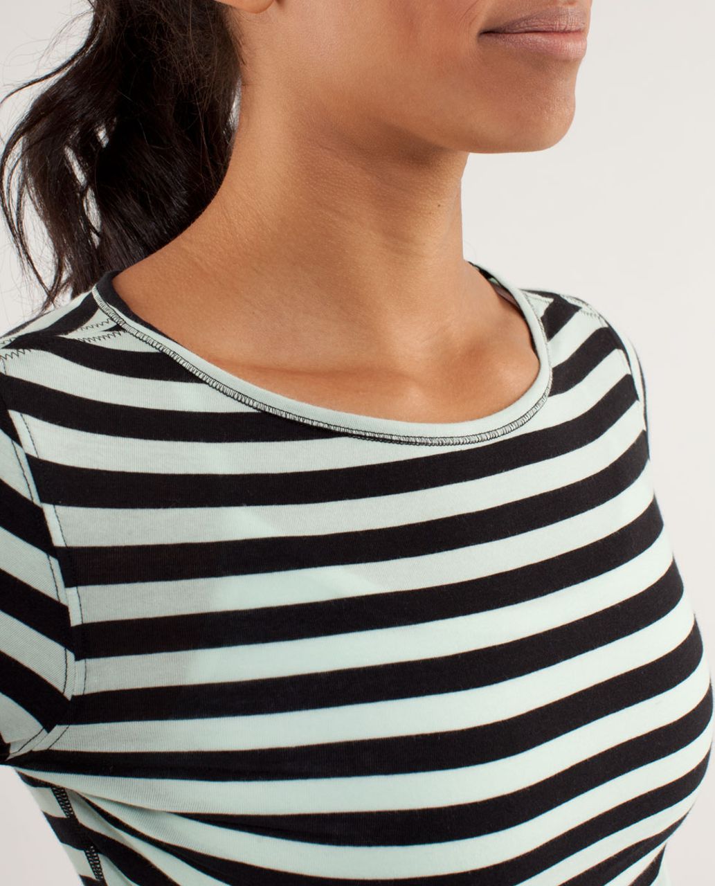 Lululemon Devotion Long Sleeve Tee - Sea Stripe Mint Moment Black / Mint Moment