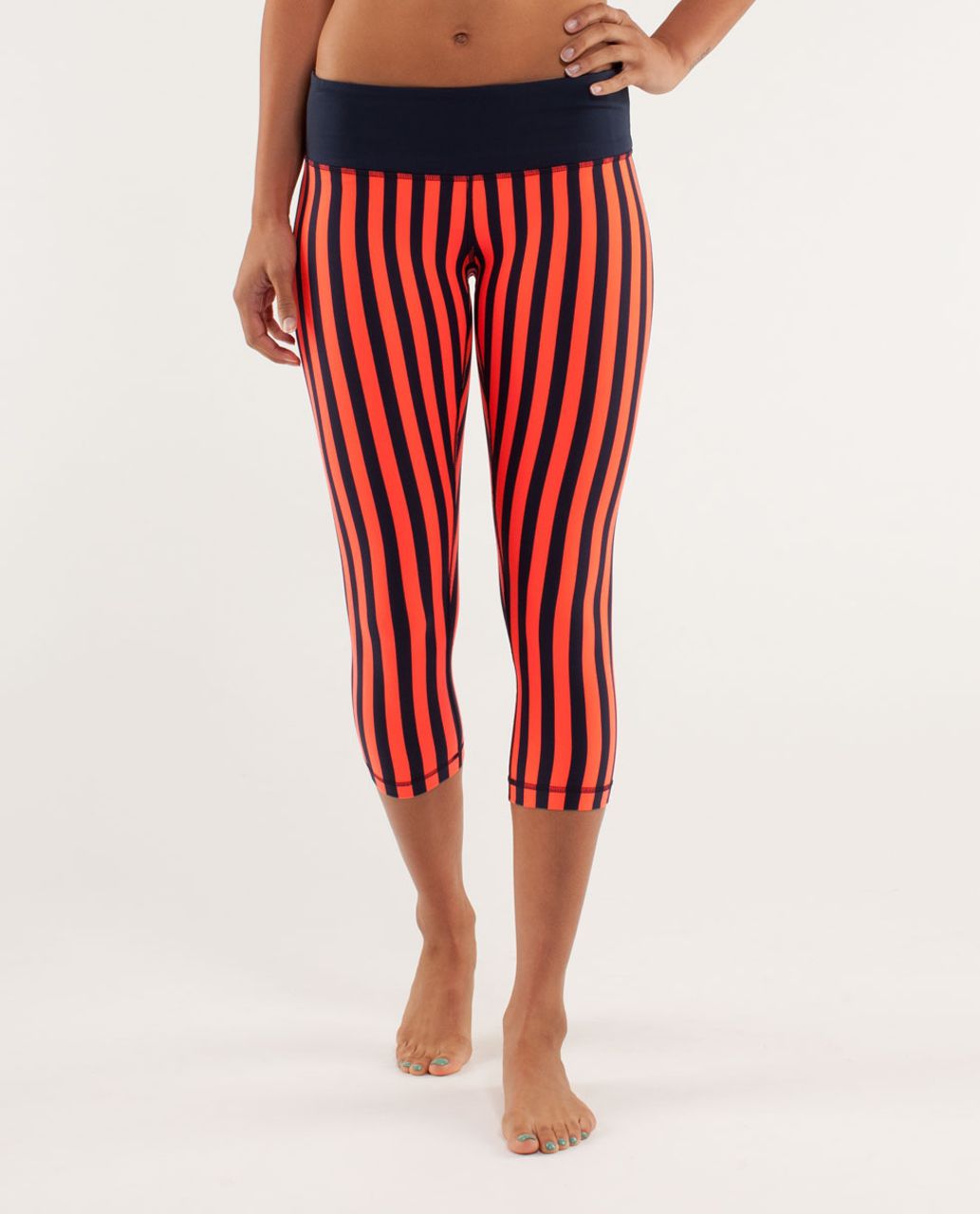 Lululemon Wunder Under Crop - Sea Stripe Light Flare Inkwell / Inkwell