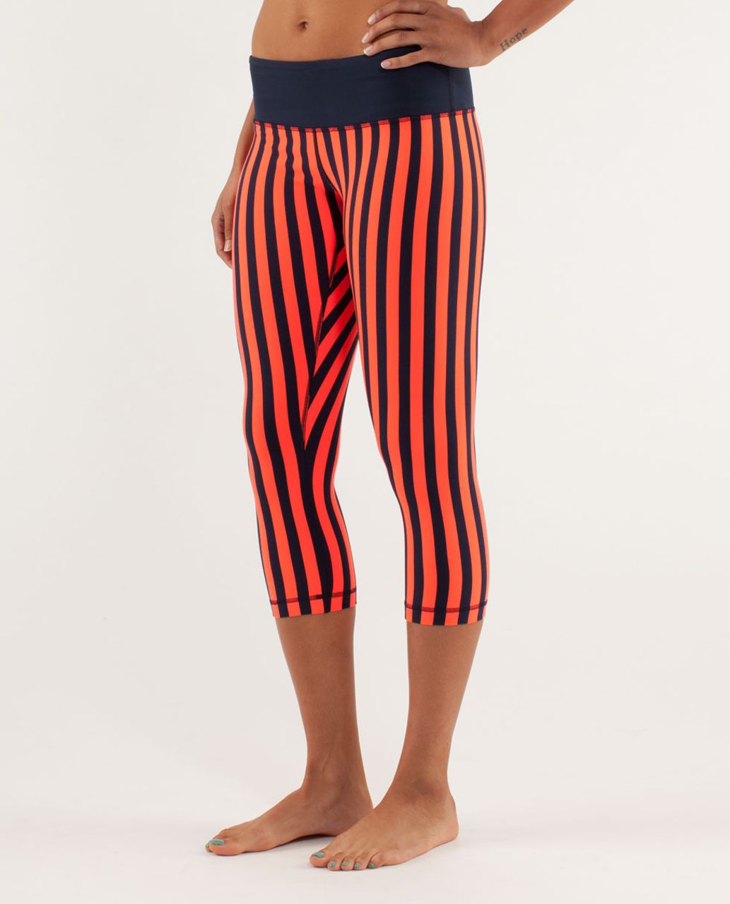 Lululemon Wunder Under Crop - Sea Stripe Light Flare Inkwell / Inkwell