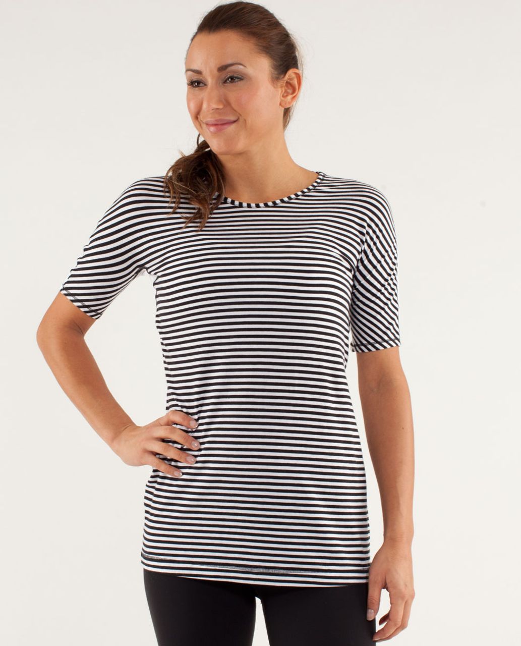 Lululemon Devotion Short Sleeve Tee - Classic Stripe Black White / White