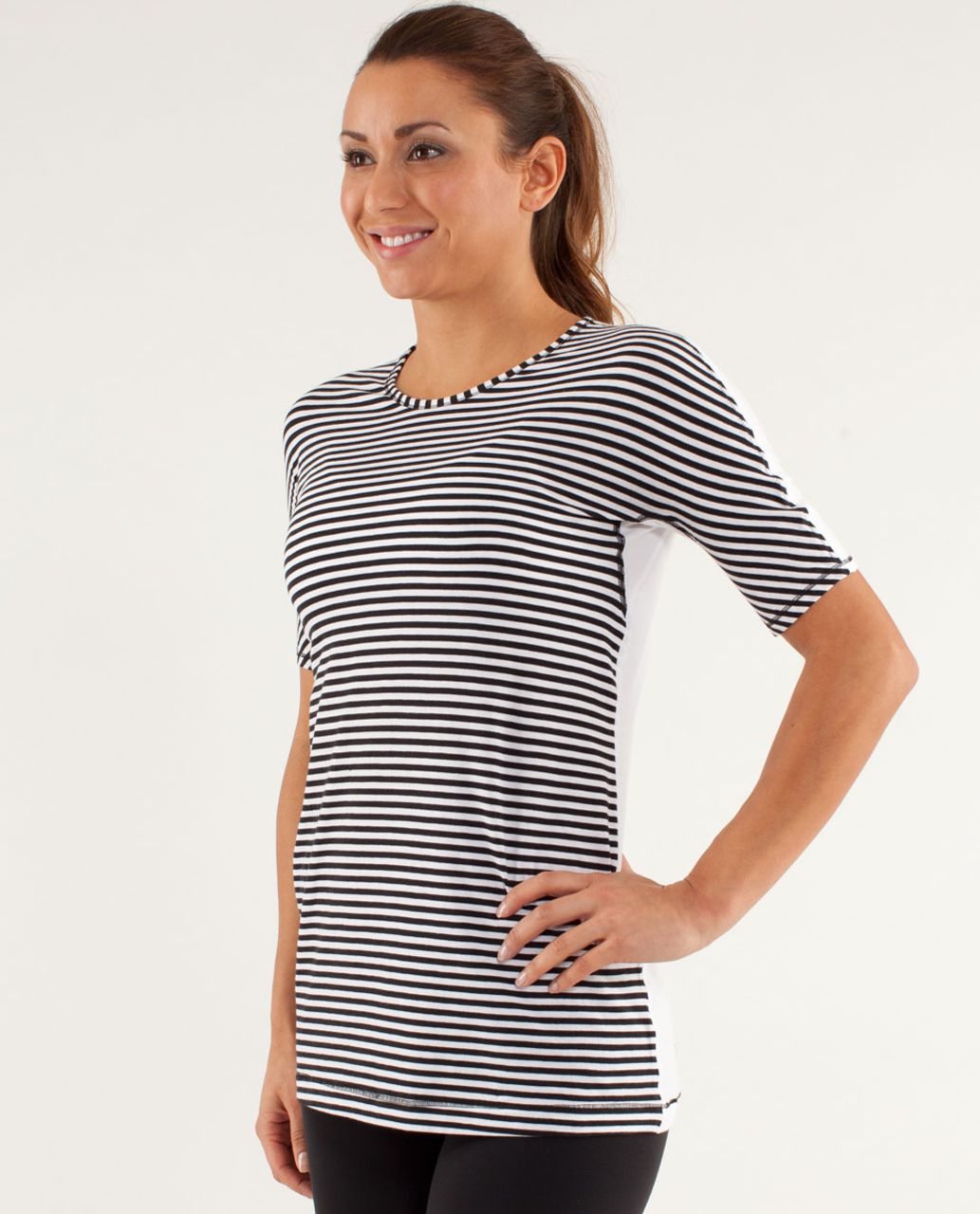 Lululemon Devotion Short Sleeve Tee - Classic Stripe Black White / White