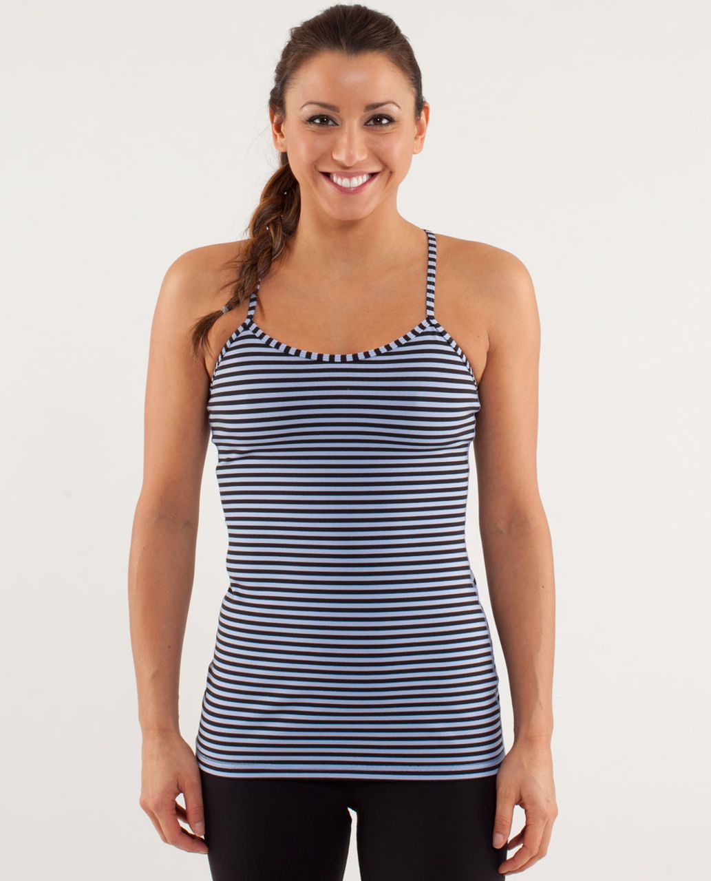 Lululemon Power Y Tank *Luon Mod Stripe Black White Size 4 EUC