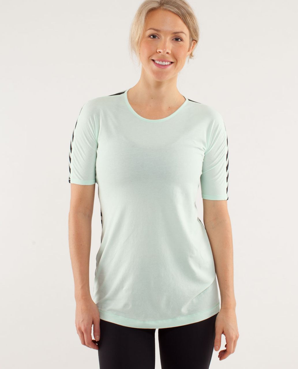 Lululemon Devotion Short Sleeve Tee - Mint Moment / Sea Stripe Mint Moment Black