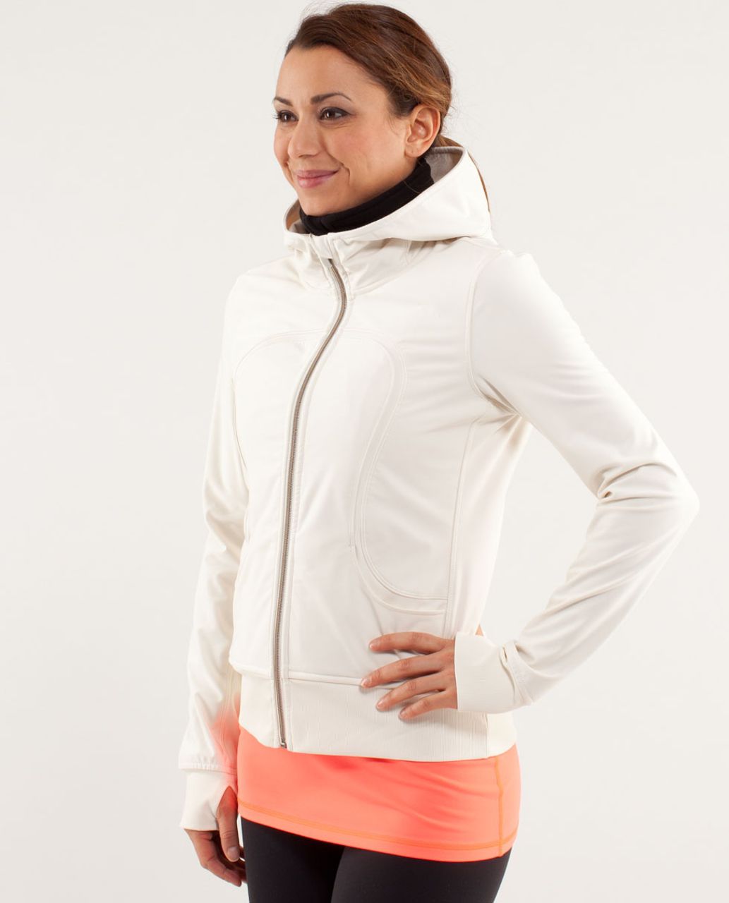 Lululemon Uba Hoodie *Softshell - Polar Cream / Black