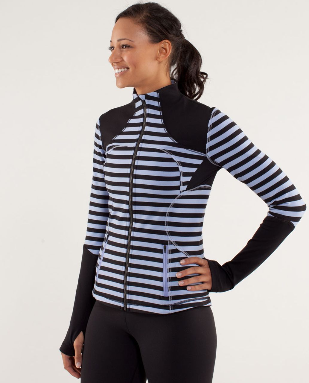 Lululemon Forme Jacket - Sea Stripe Polar Haze Black / Black