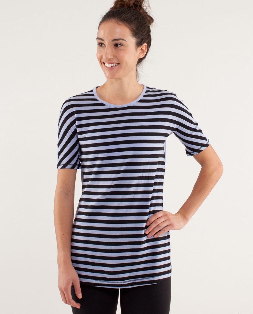 Lululemon Devotion Short Sleeve Tee - Sea Stripe Polar Haze Black / Polar Haze