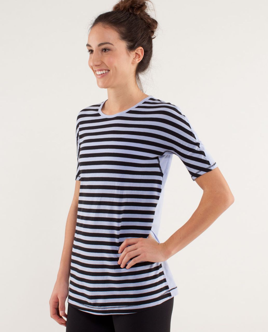 Lululemon Devotion Short Sleeve Tee - Sea Stripe Polar Haze Black / Polar Haze