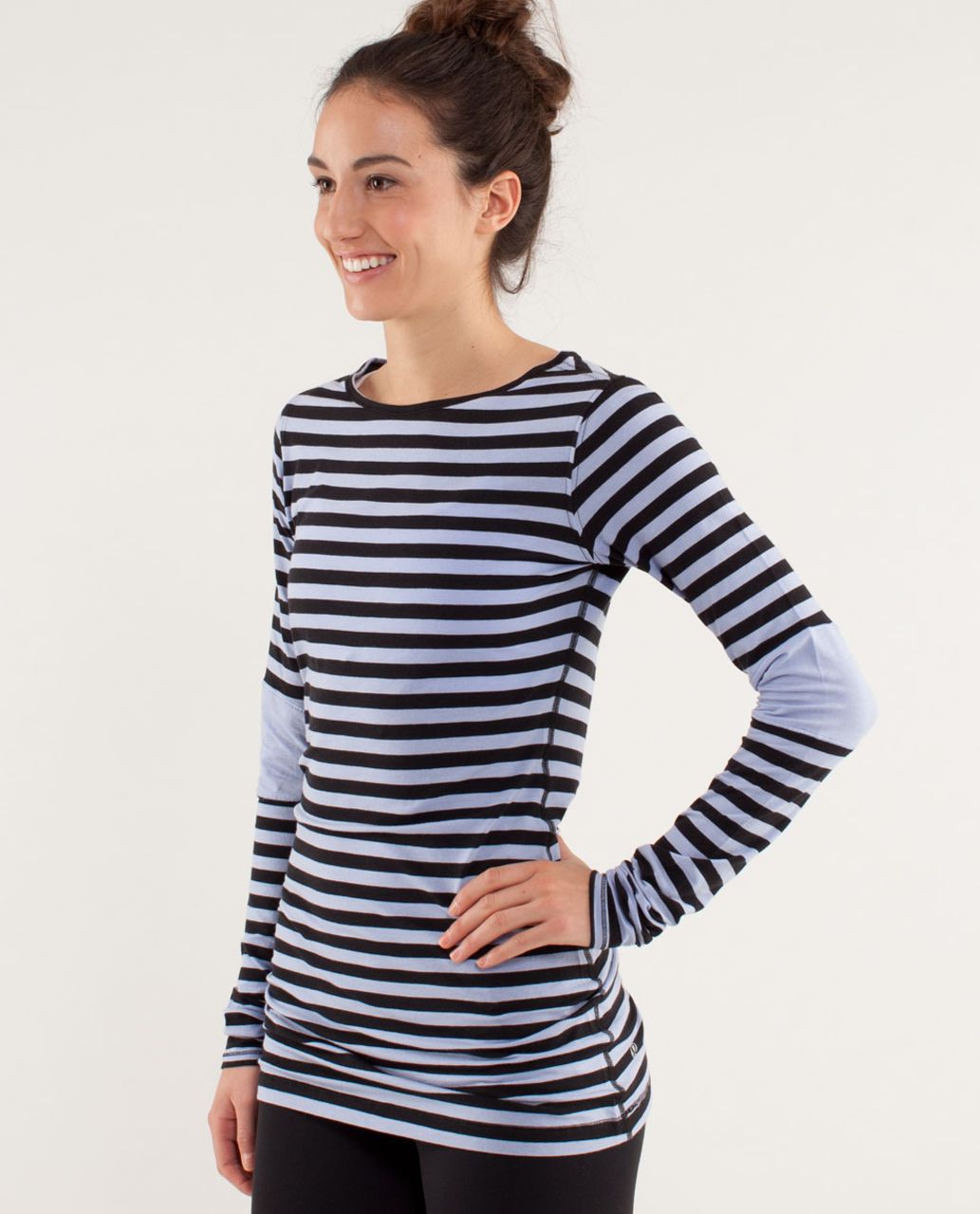 Lululemon Devotion Long Sleeve Tee - Sea Stripe Polar Haze Black / Polar Haze