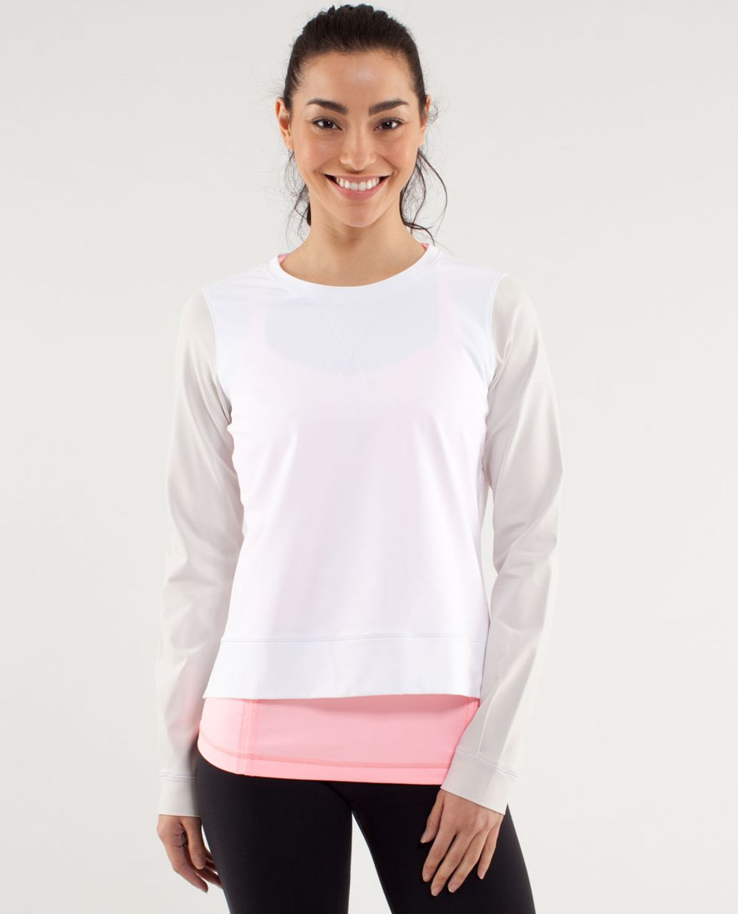 Lululemon Run:  Warm Up Crew - White / Dune