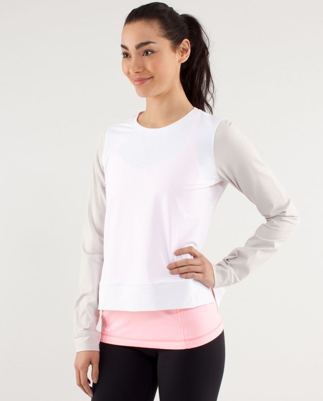 Lululemon Run:  Warm Up Crew - White / Dune