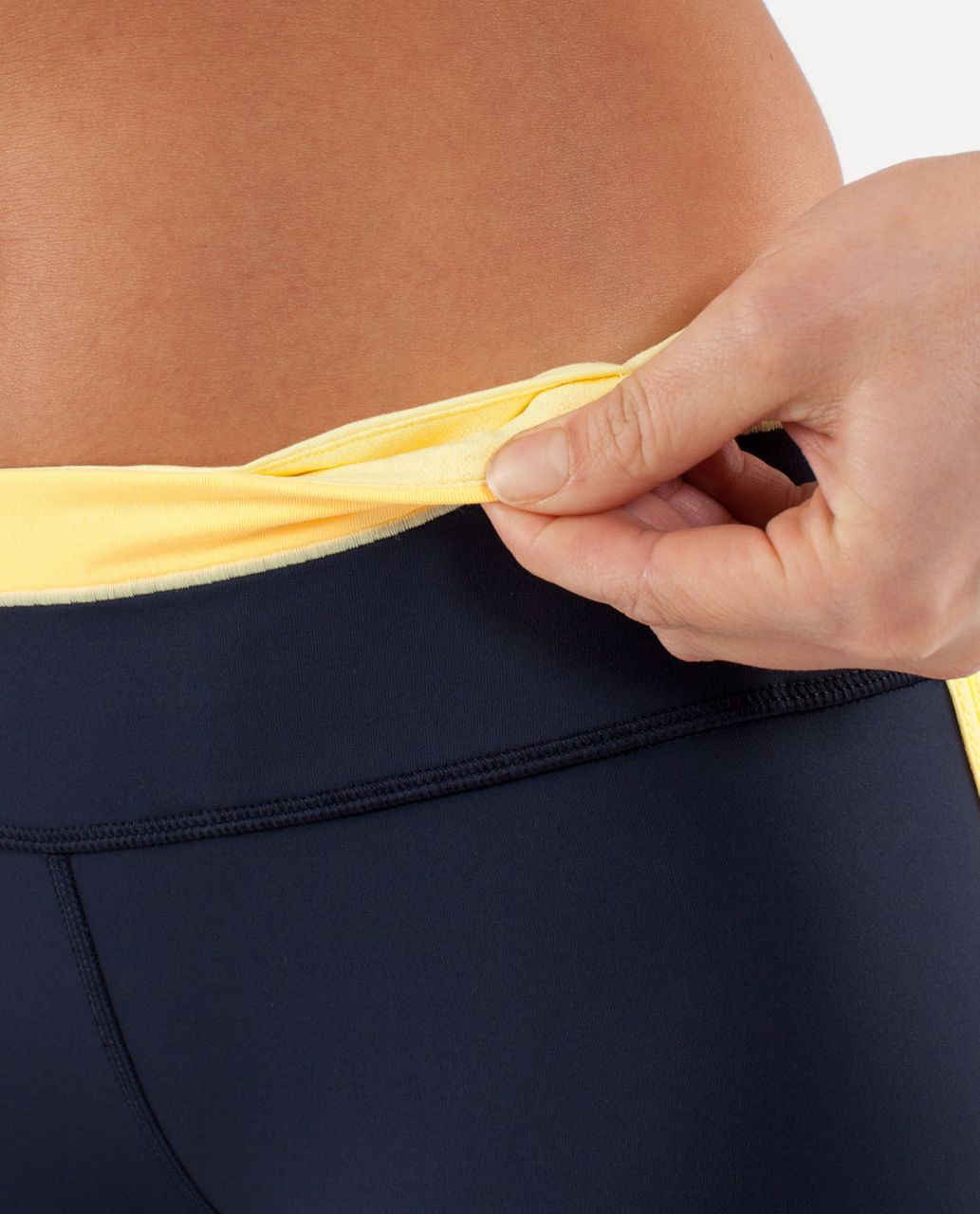 Lululemon Run:  Pace Tight - Inkwell / Burning Yellow / Mellow Lemon