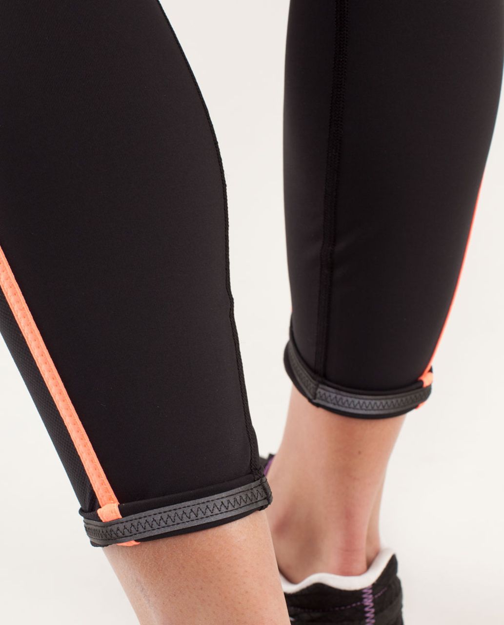 Lululemon Run:  Pace Tight - Black / Pop Orange / Bleached Coral