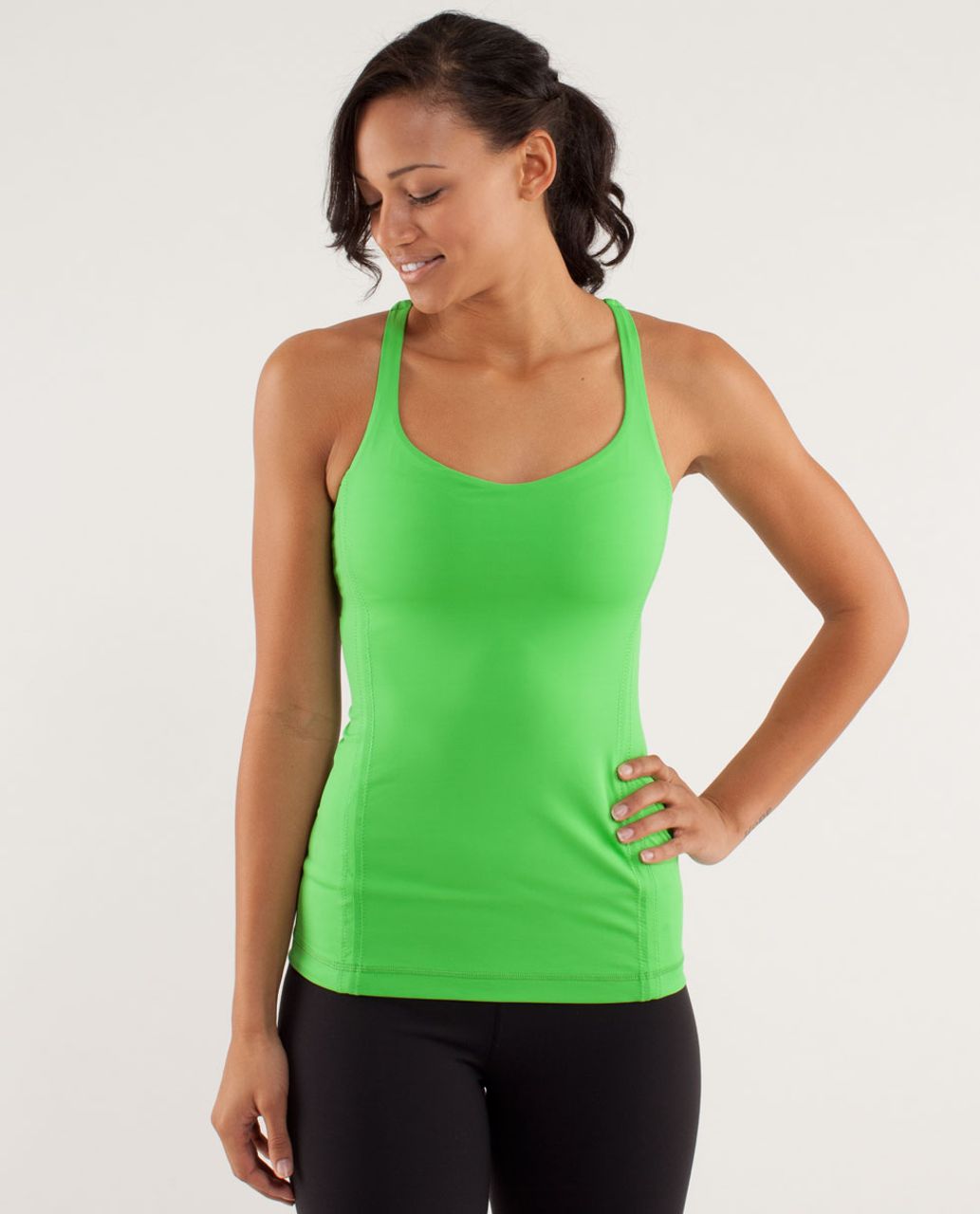 Lululemon Free To Be Wild Tank Top Built in Bra Strappy Open Back Green  Size: 4