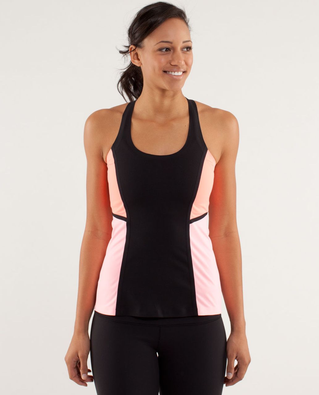 Lululemon Cool Racerback *Surf Bonded - Black / Pop Orange / Bleached Coral