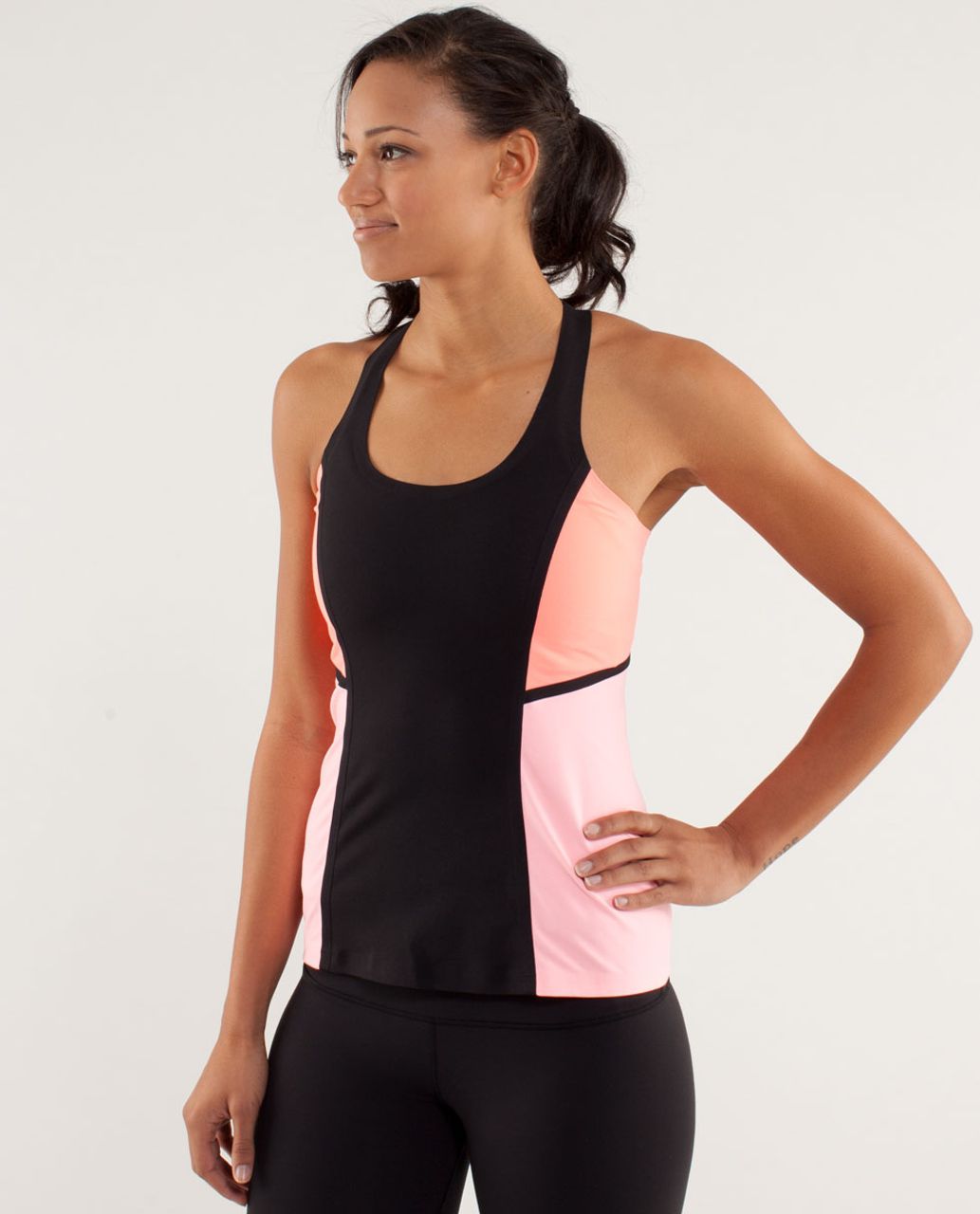 Lululemon Cool Racerback *Surf Bonded - Black / Pop Orange / Bleached Coral