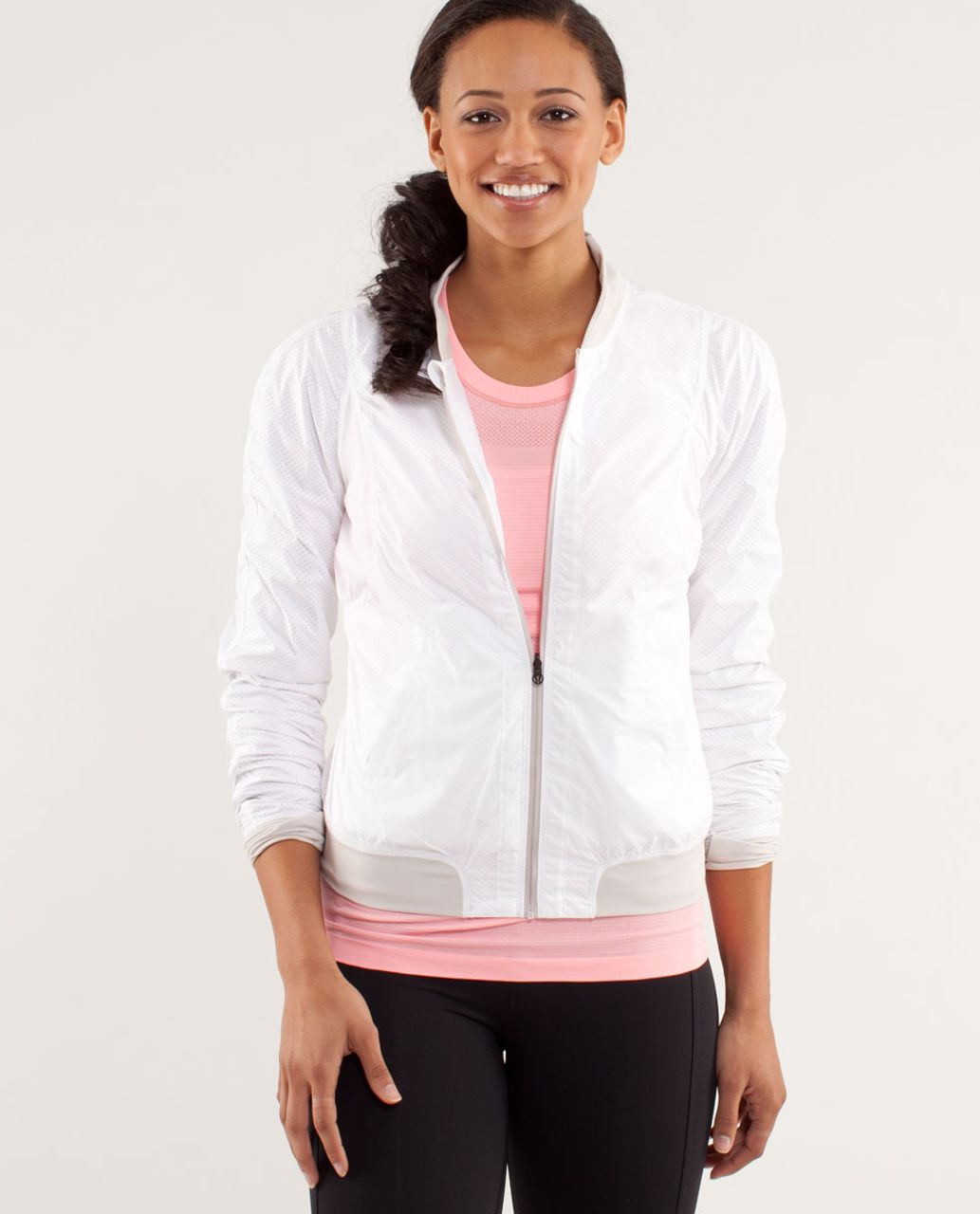 Lululemon Run:  Two To Make It True Jacket - White / Dune