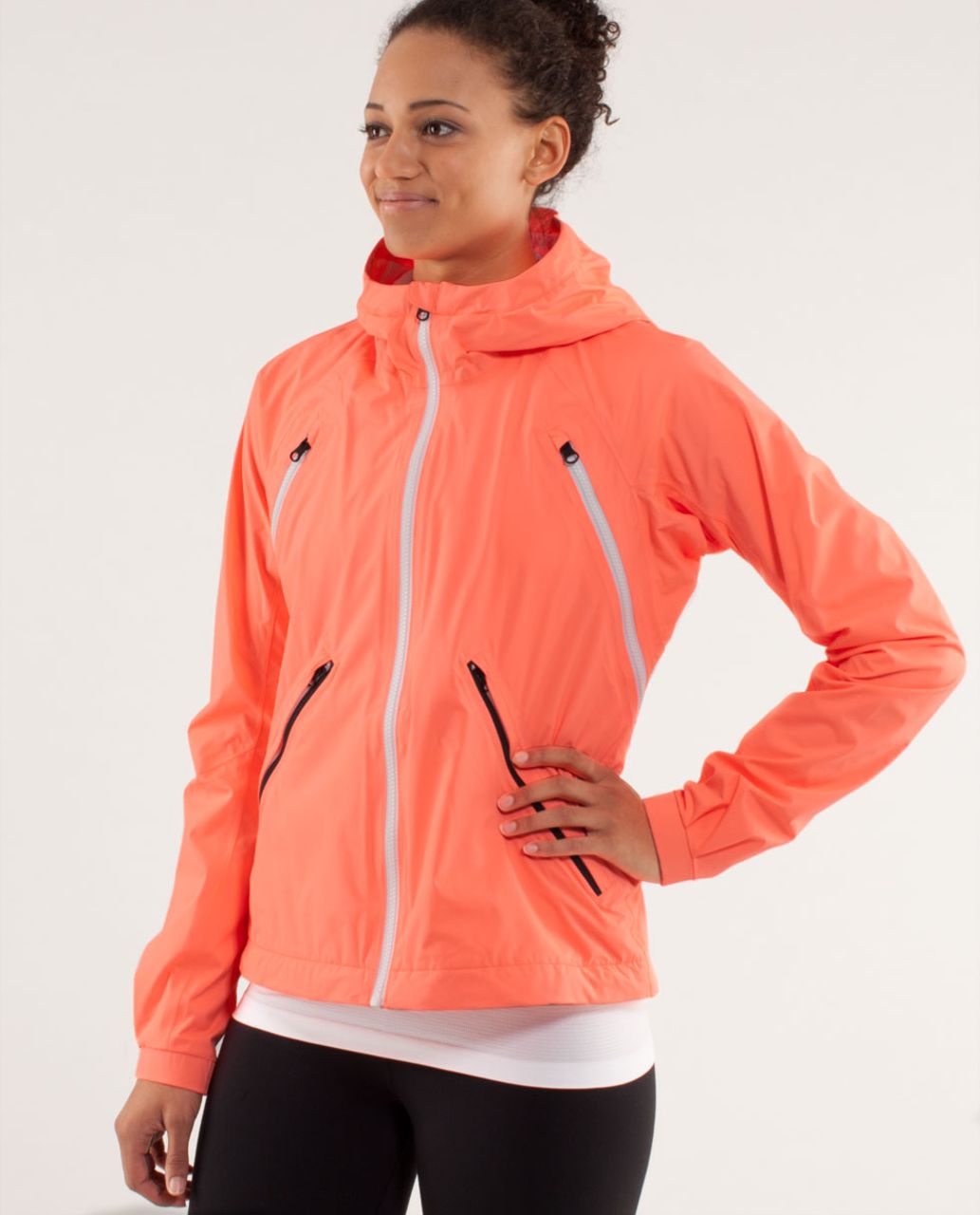 Lululemon Run:  Rise And Shine Jacket - Pop Orange / Bleached Coral