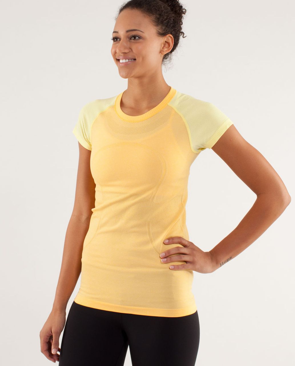 Lululemon Run:  Swiftly Tech Short Sleeve - Burning Yellow / Mellow Lemon