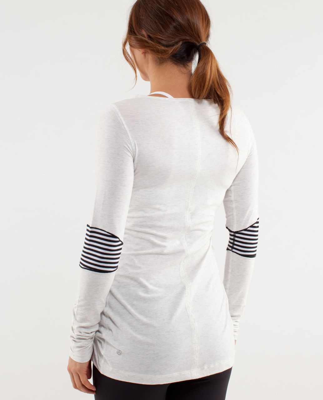 Lululemon Devotion Long Sleeve Tee - Heathered White / Classic Stripe Black White