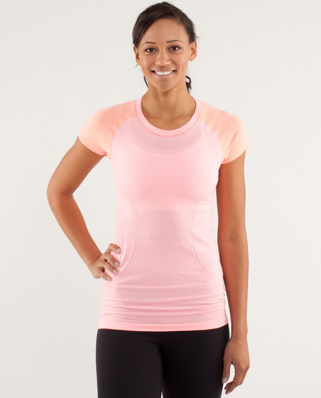 Lululemon Run:  Swiftly Tech Short Sleeve - Bleached Coral / Pop Orange