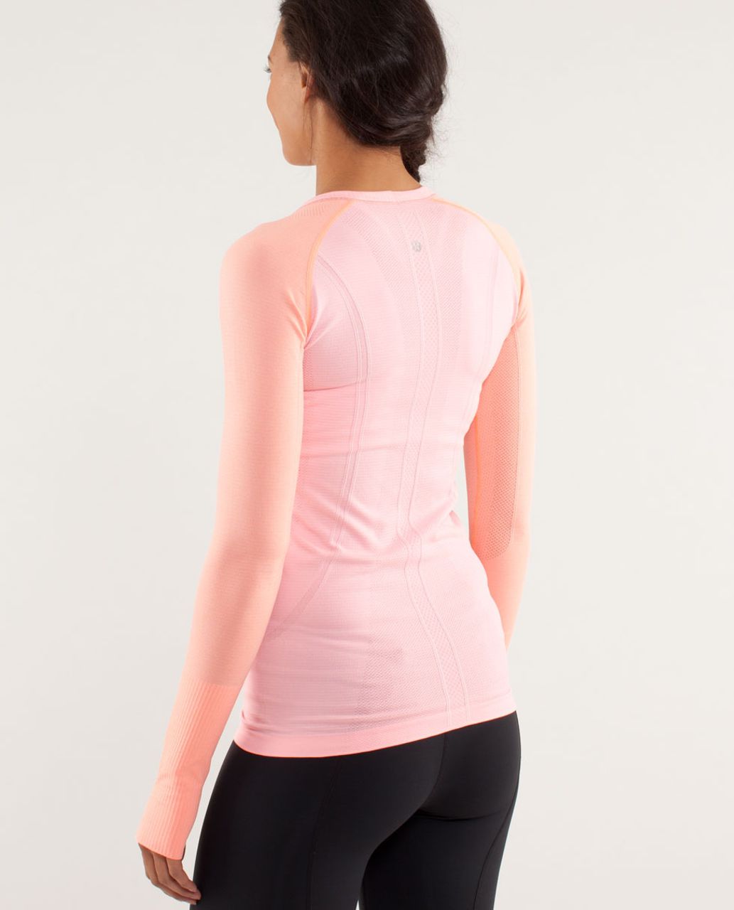 Lululemon Run:  Swiftly Tech Long Sleeve - Bleached Coral / Pop Orange