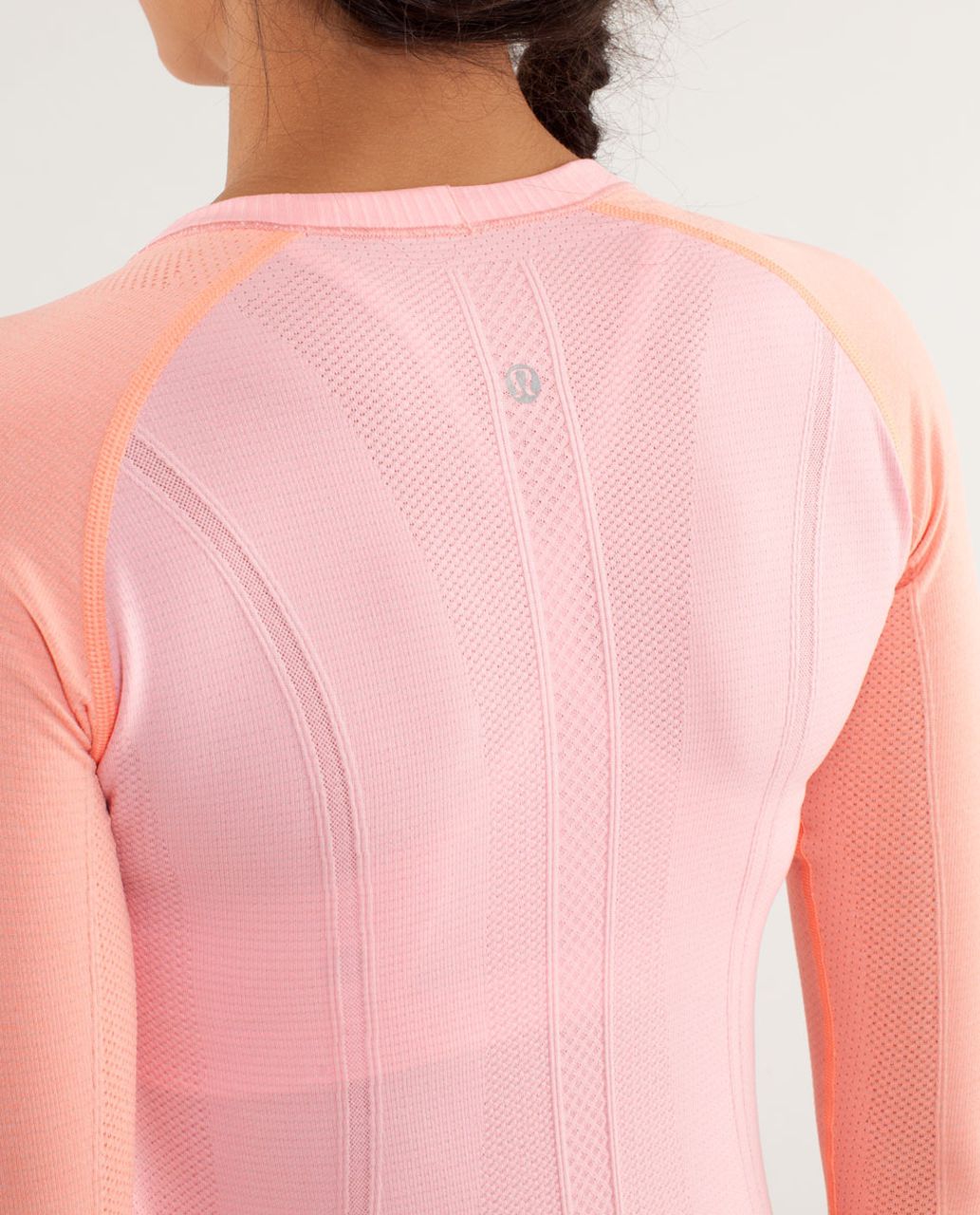 Lululemon Run:  Swiftly Tech Long Sleeve - Bleached Coral / Pop Orange