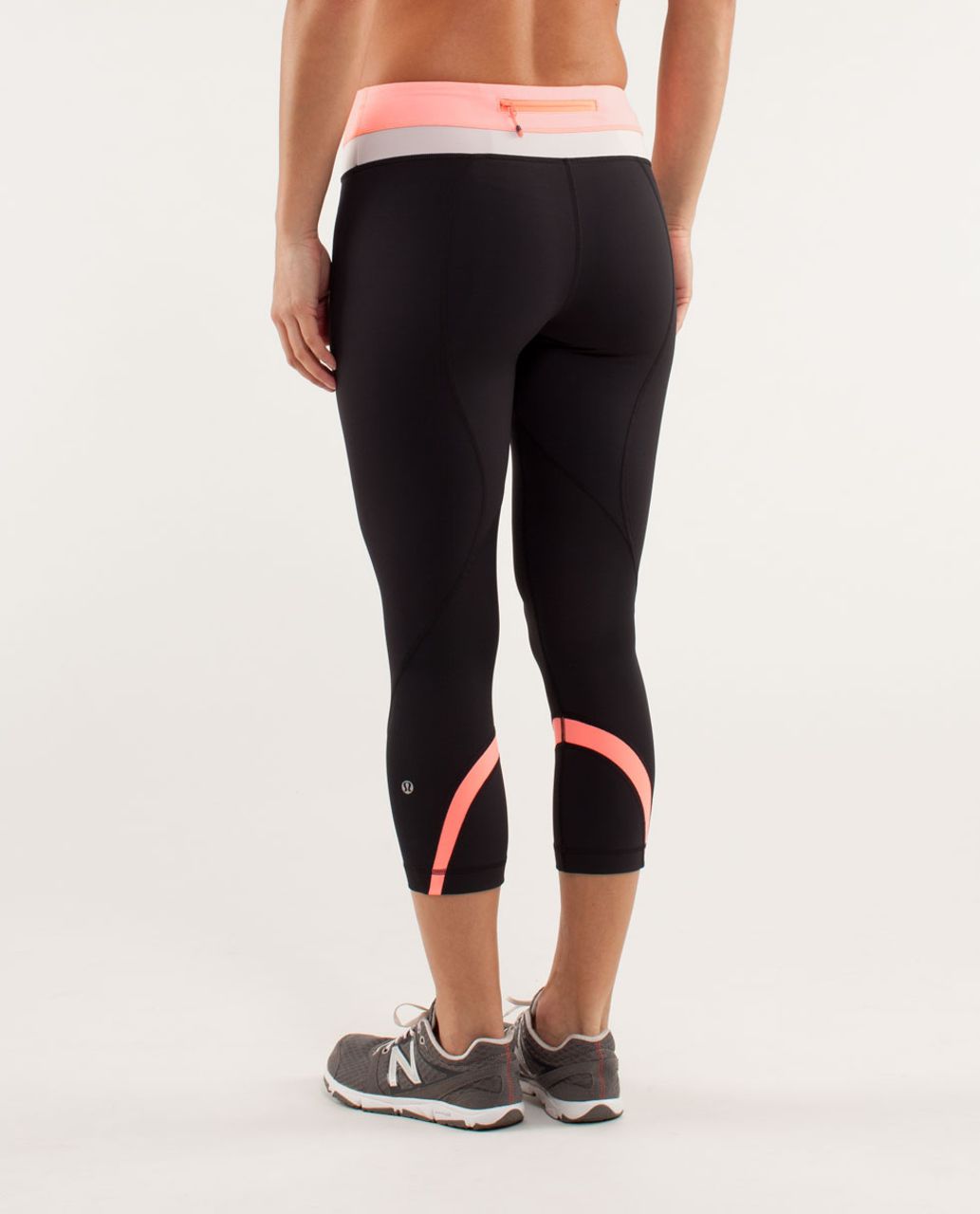 Lululemon Run:  Inspire Crop II - Black / Bleached Coral / Dune