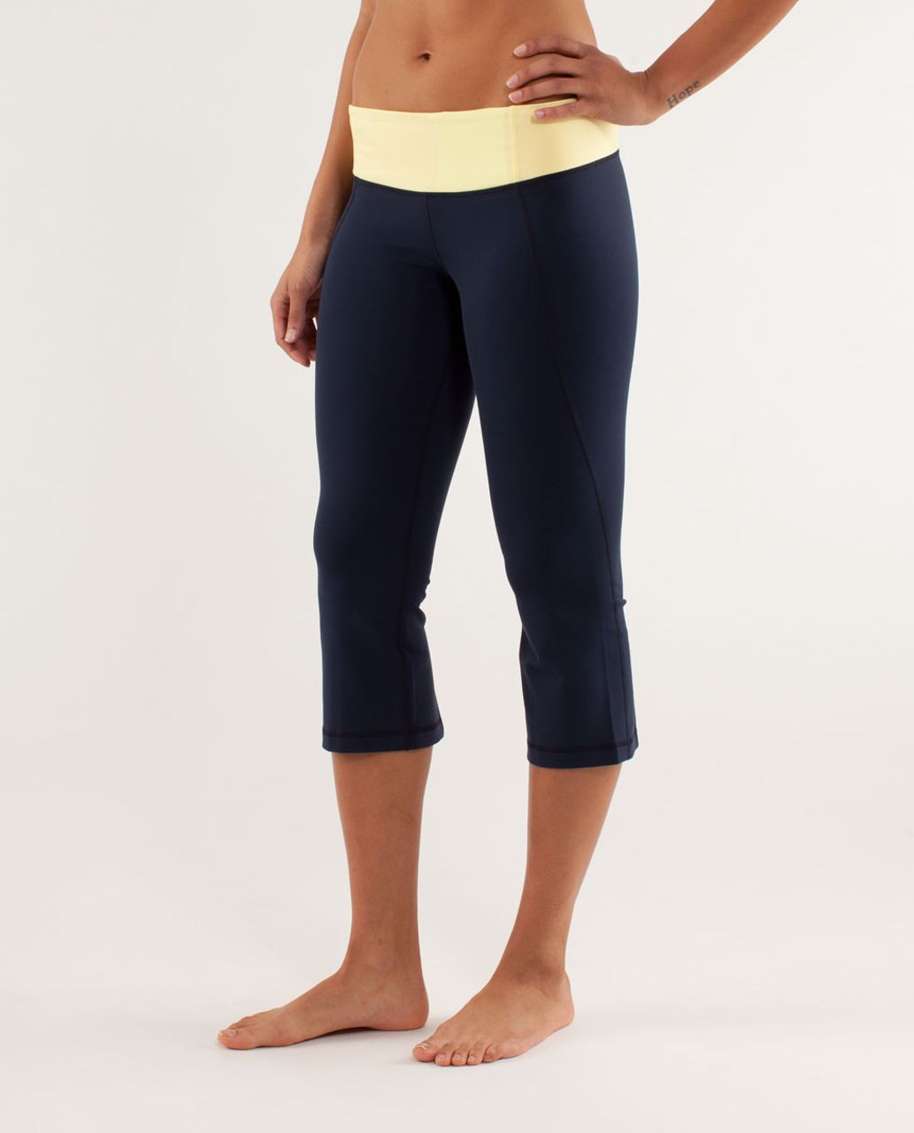 Lululemon Gather & Crow Crop - Inkwell / Mellow Lemon / Burning Yellow