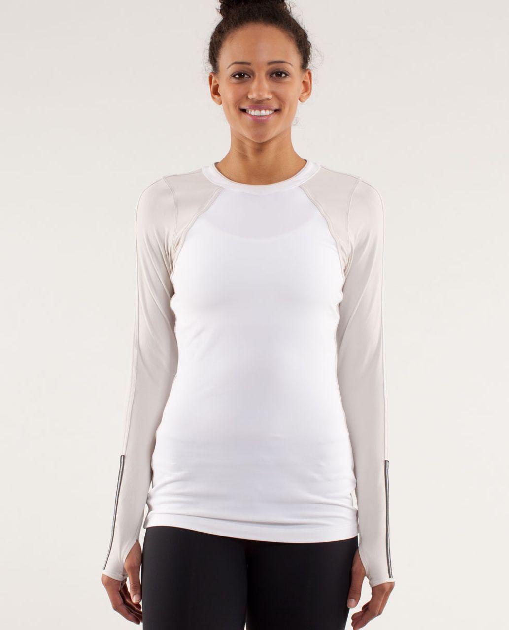 Lululemon Run:  Layer Me Long Sleeve - White / Dune