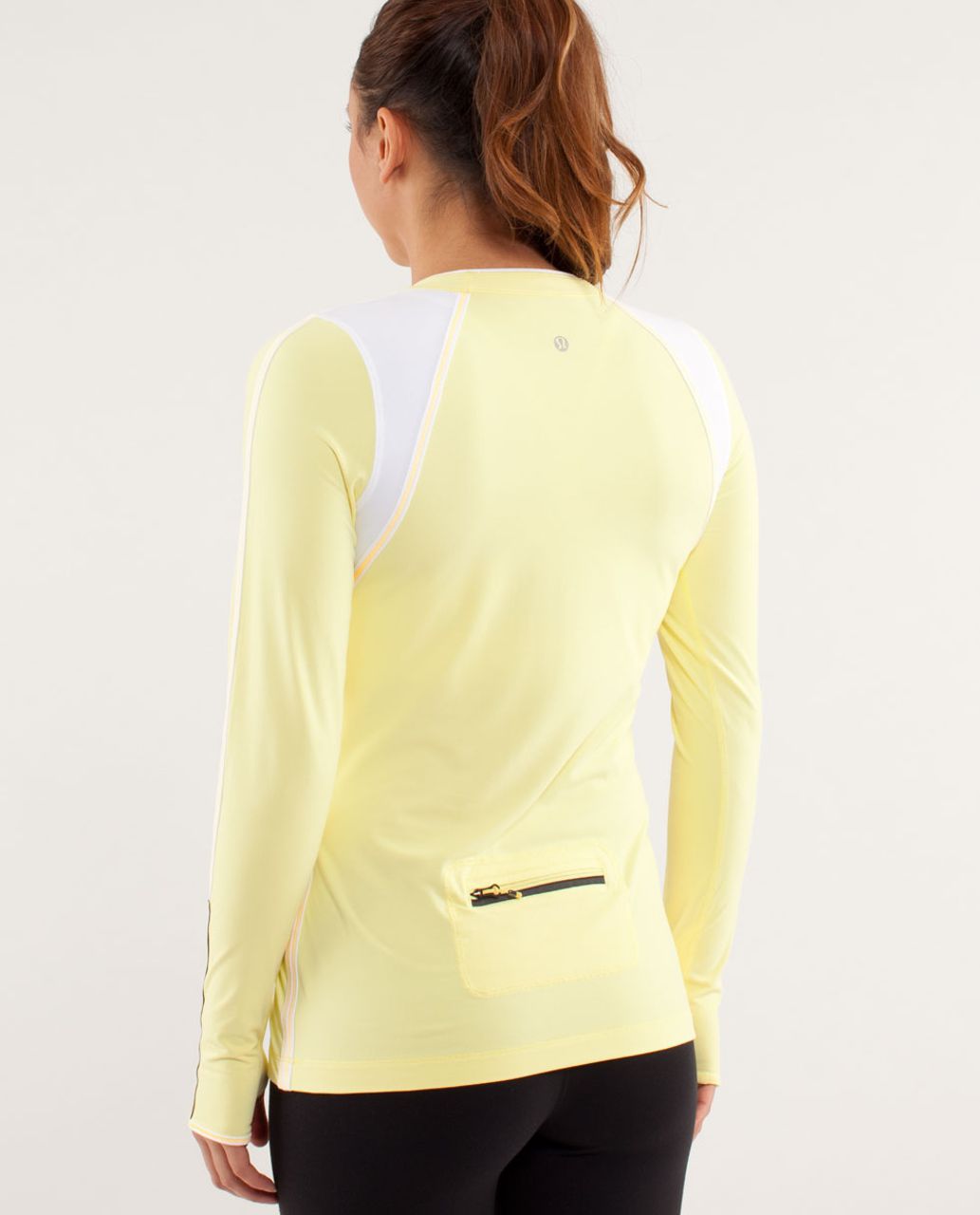 Lululemon Run:  Layer Me Long Sleeve - Mellow Lemon / White