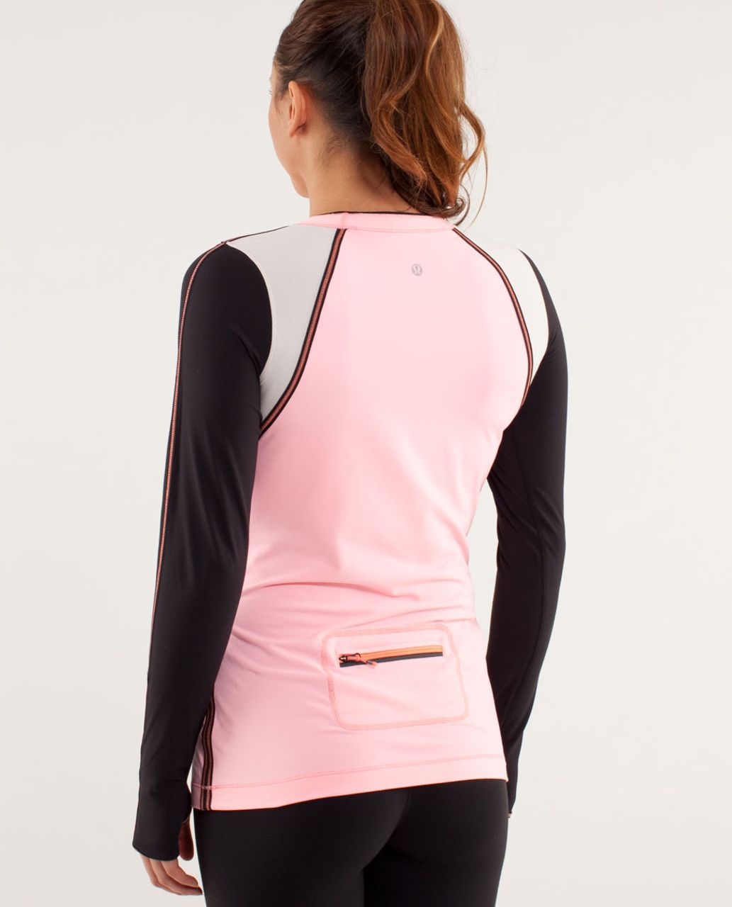 Lululemon Run:  Layer Me Long Sleeve - Bleached Coral / Dune / Black