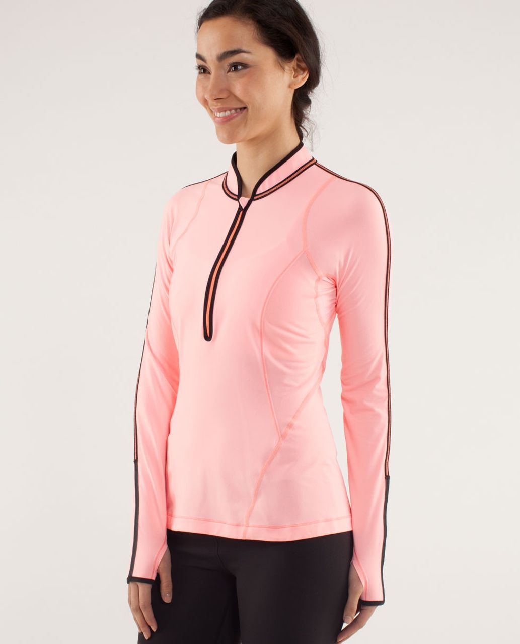 Lululemon Run:  Rise And Shine Pullover - Bleached Coral / Pop Orange