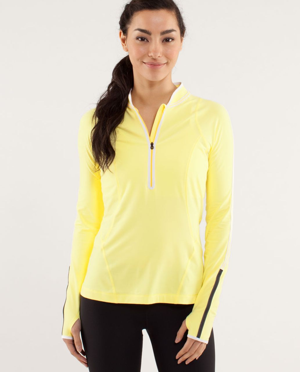 Lululemon Run: Rise And Shine Pullover - Mellow Lemon / White - lulu ...