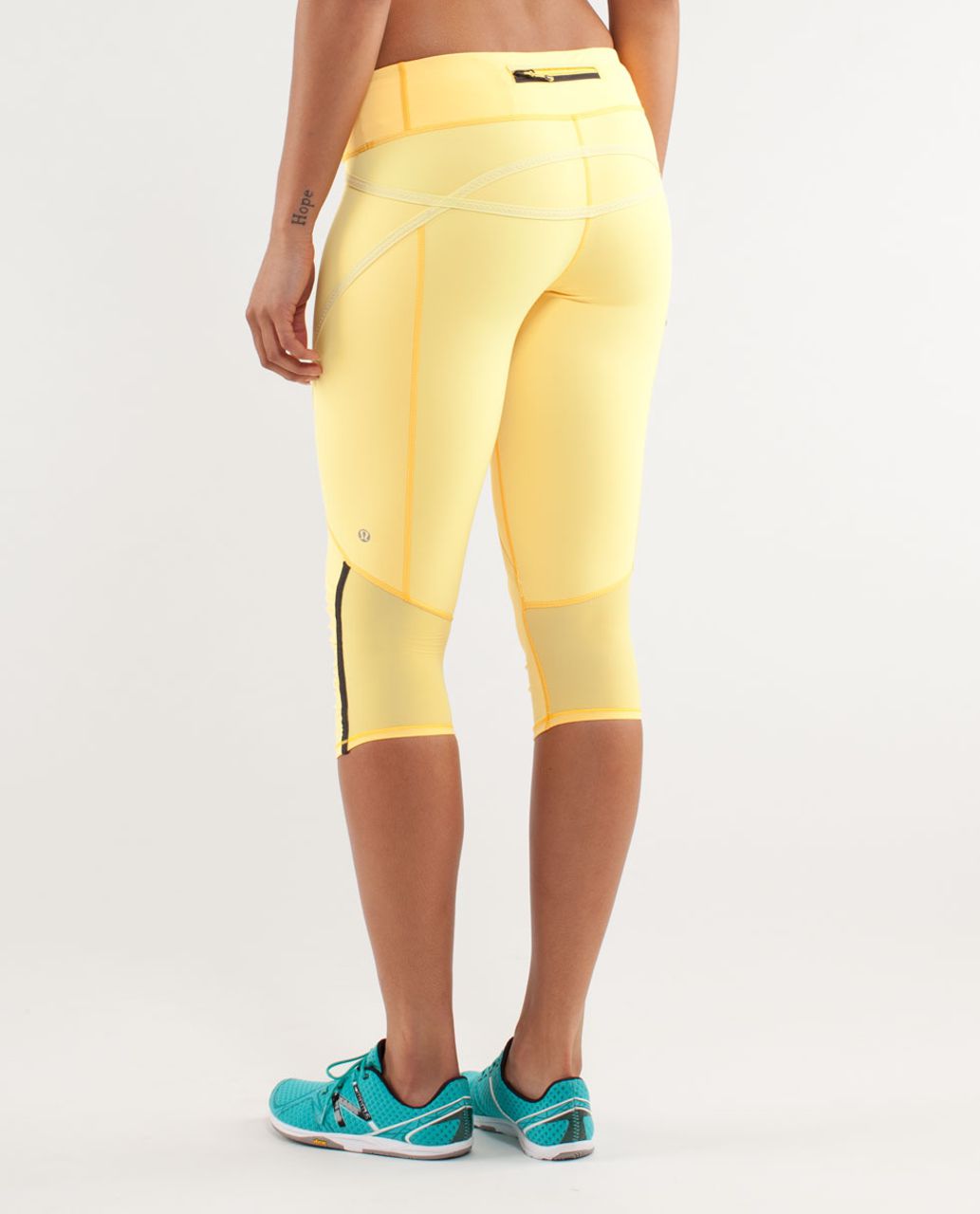 Lululemon Run:  Pace Crop - Burning Yellow / Ocean Stripe Mellow Lemon / Mellow Lemon