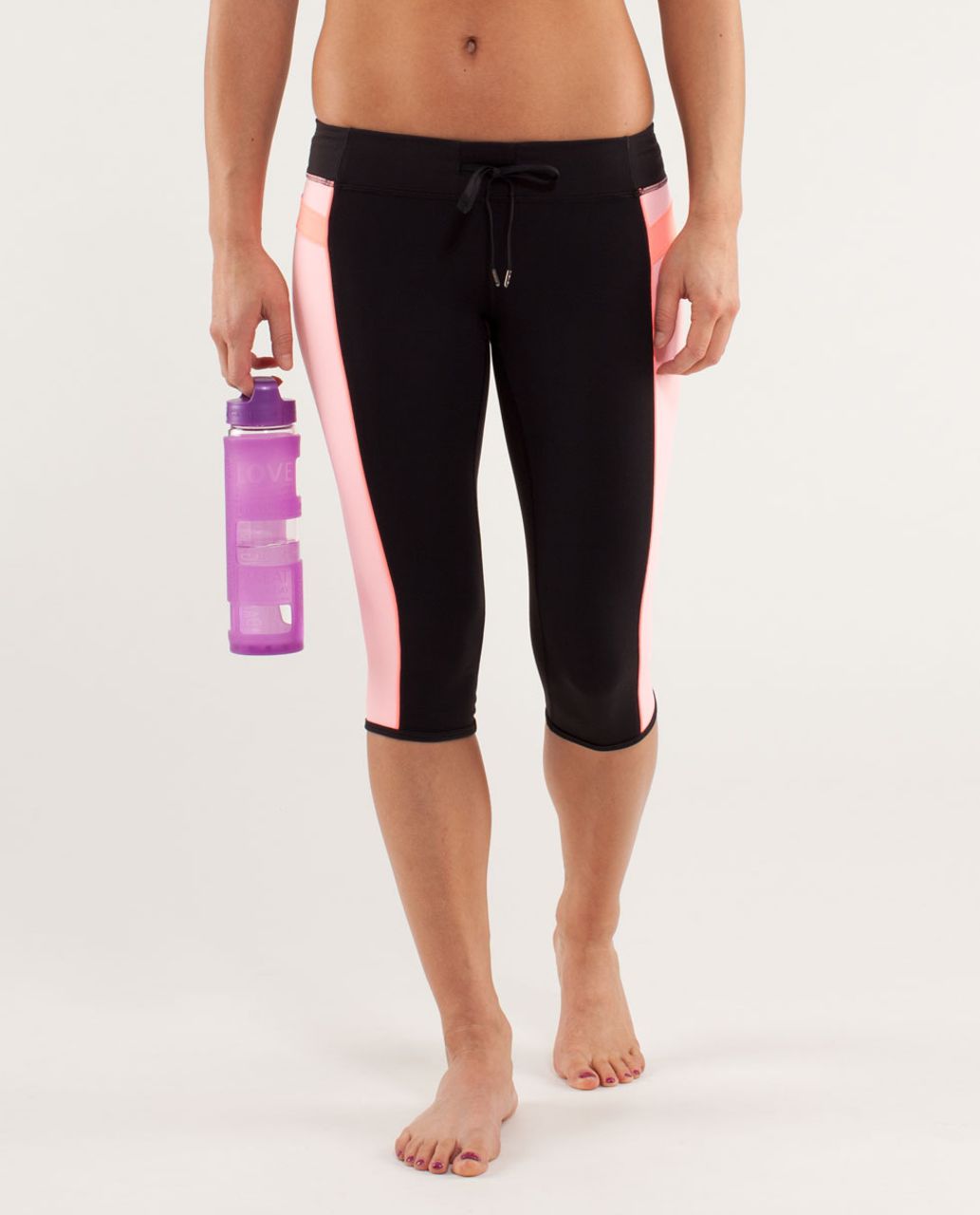 Lululemon Heat It Up Crop - Black / Bleached Coral / Pop Orange