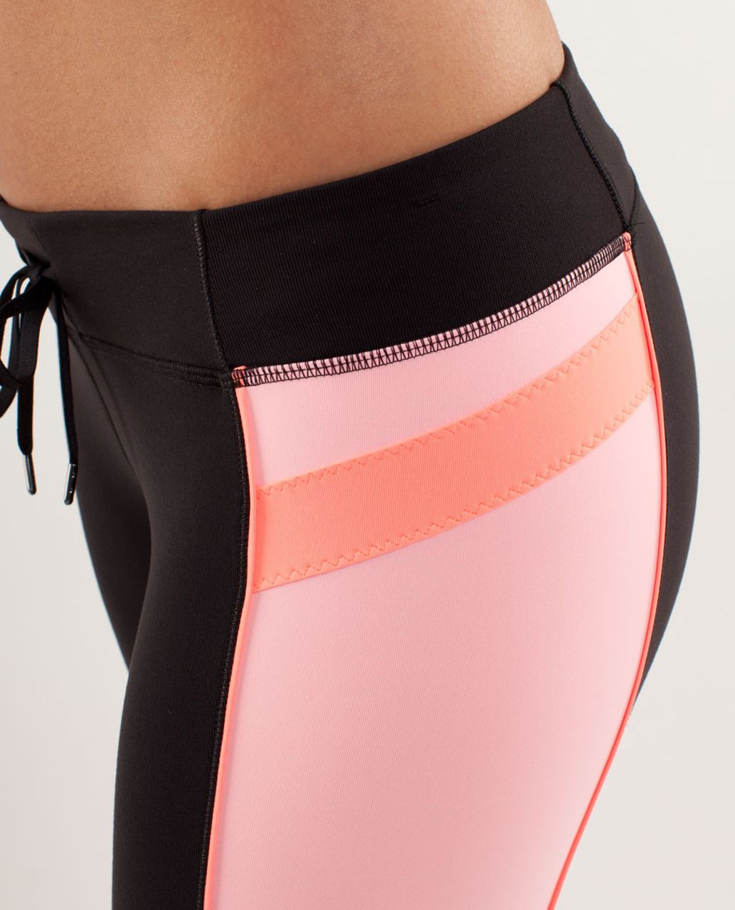 Lululemon Heat It Up Crop - Black / Bleached Coral / Pop Orange