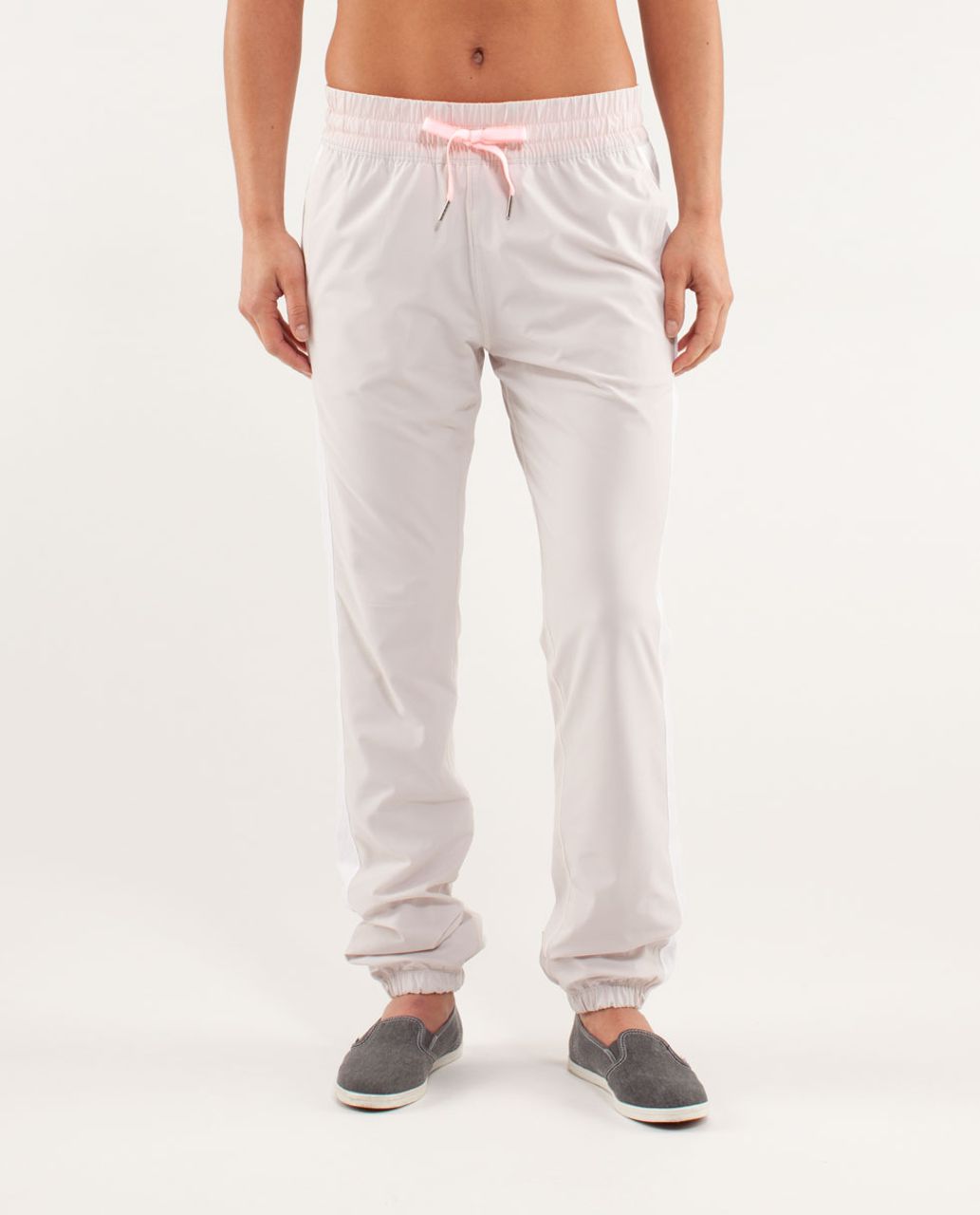 Lululemon Work It Out Track Pant *Lined - Dune / White / Wagon Stripe Pop  Orange - lulu fanatics