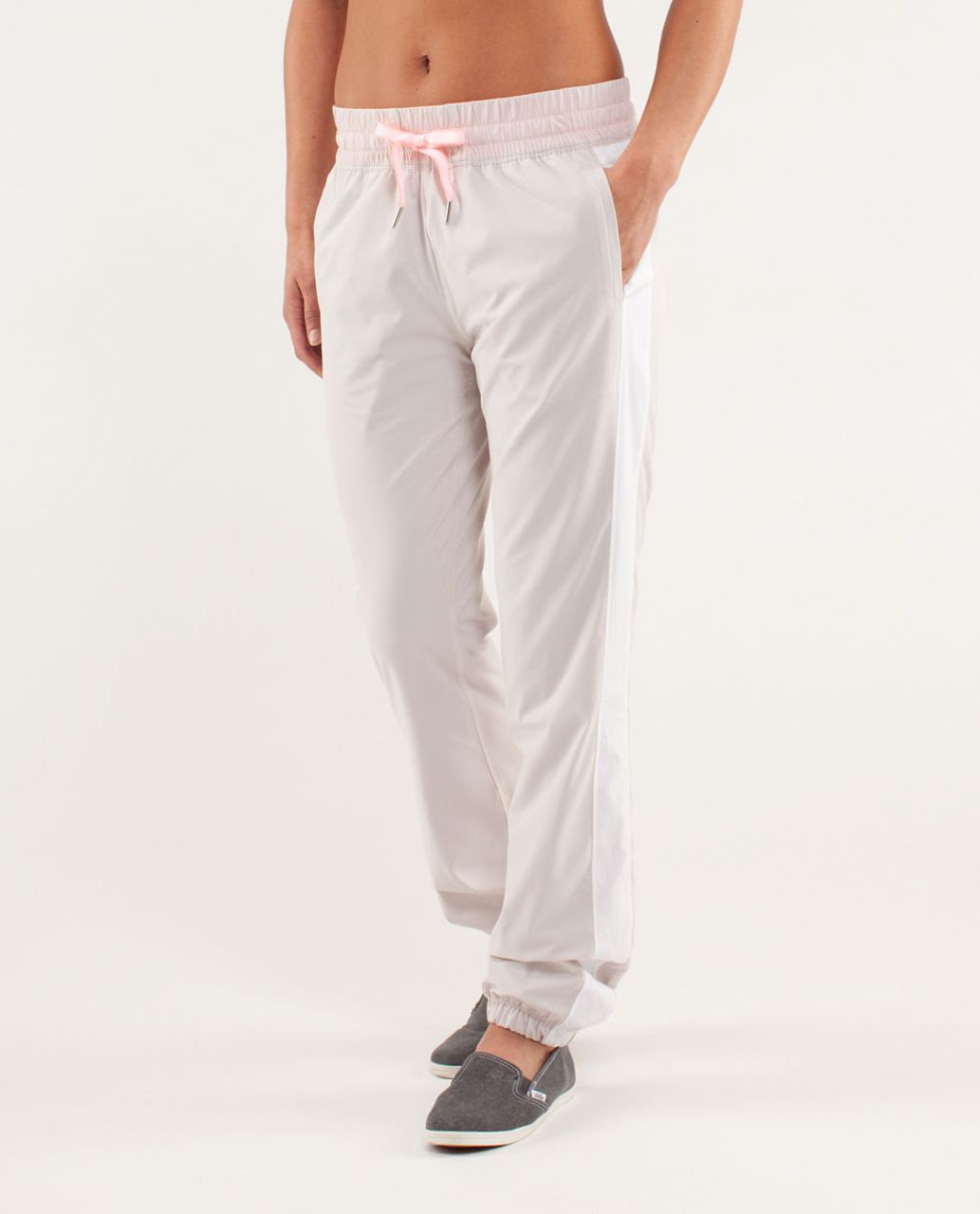 Lululemon Work It Out Track Pant *Lined - Dune / White / Wagon Stripe Pop Orange