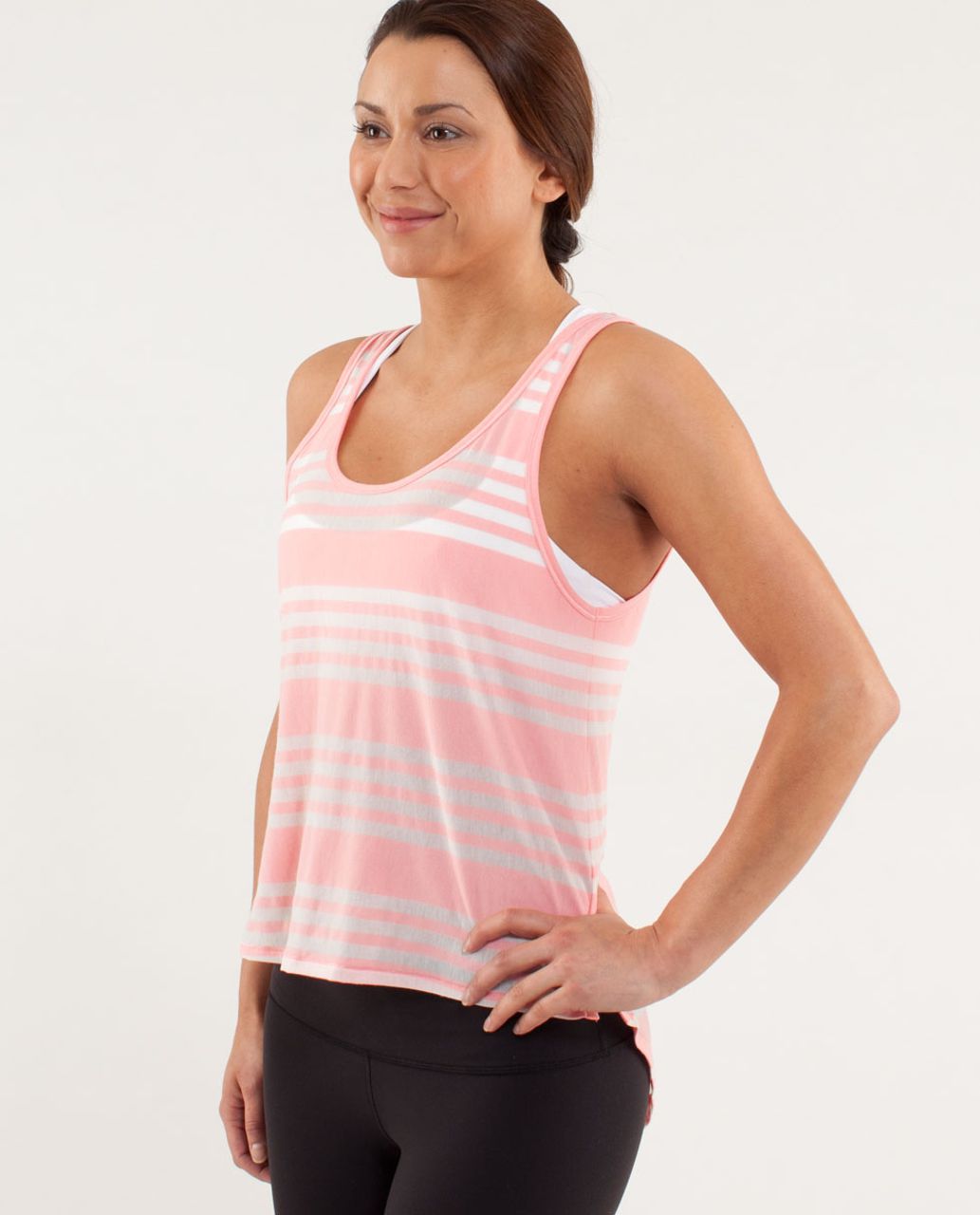 Lululemon Burn It Out Tank - Ocean Stripe Bleached Coral / Bleached Coral